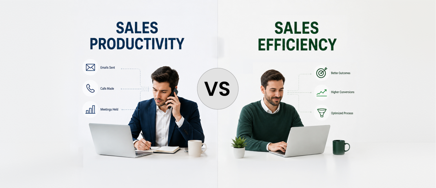 Comparison between sales productivity and sales efficiency metrics