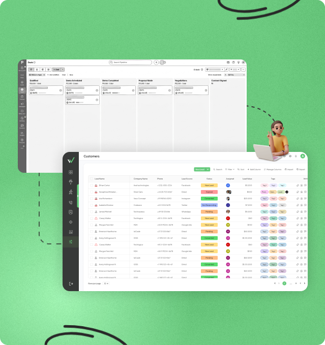 Dashboard displaying lead management and field operations tools in one platform